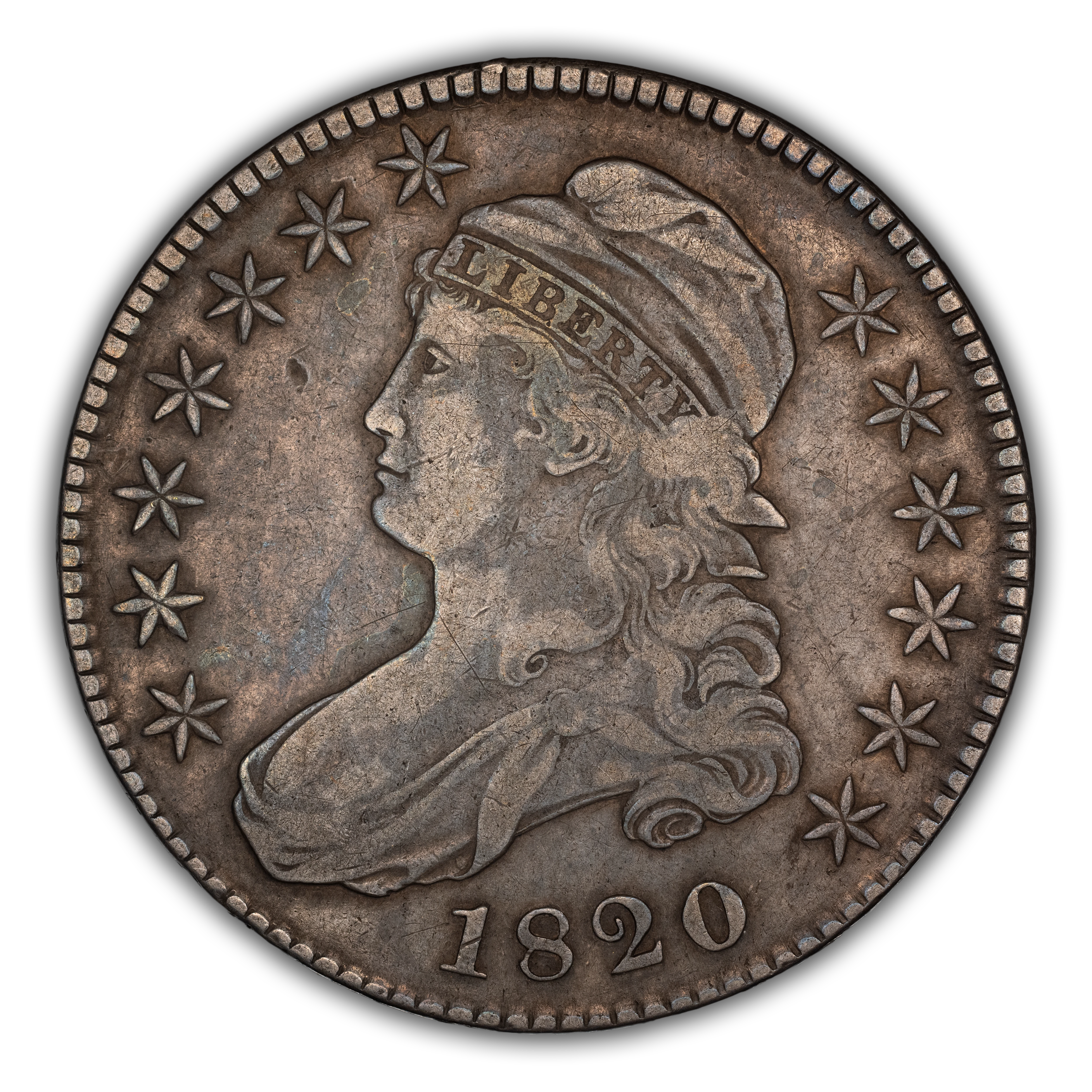 1820 50c Square Base 2, No Knob MS