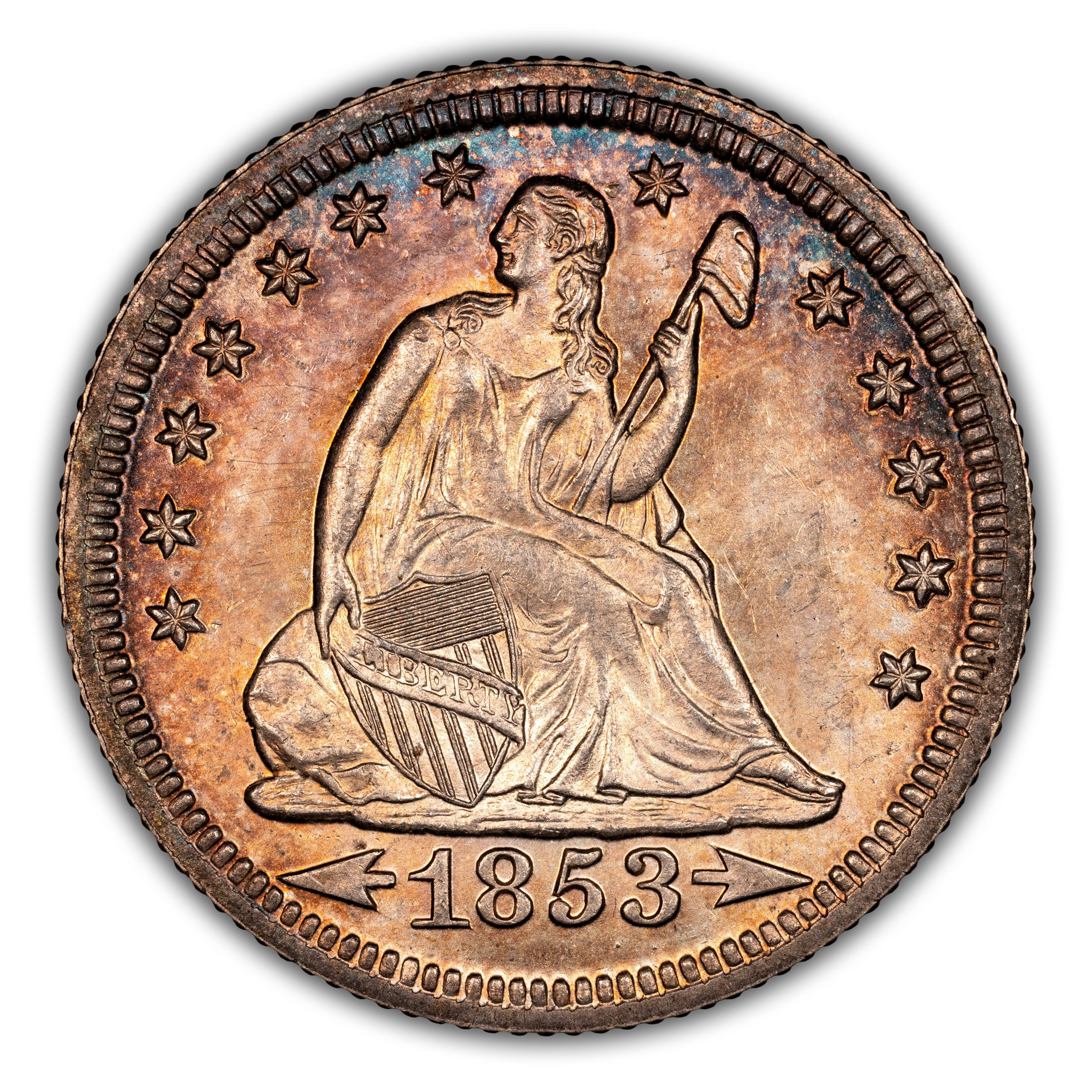 1853-O 25c Arrows & Rays MS