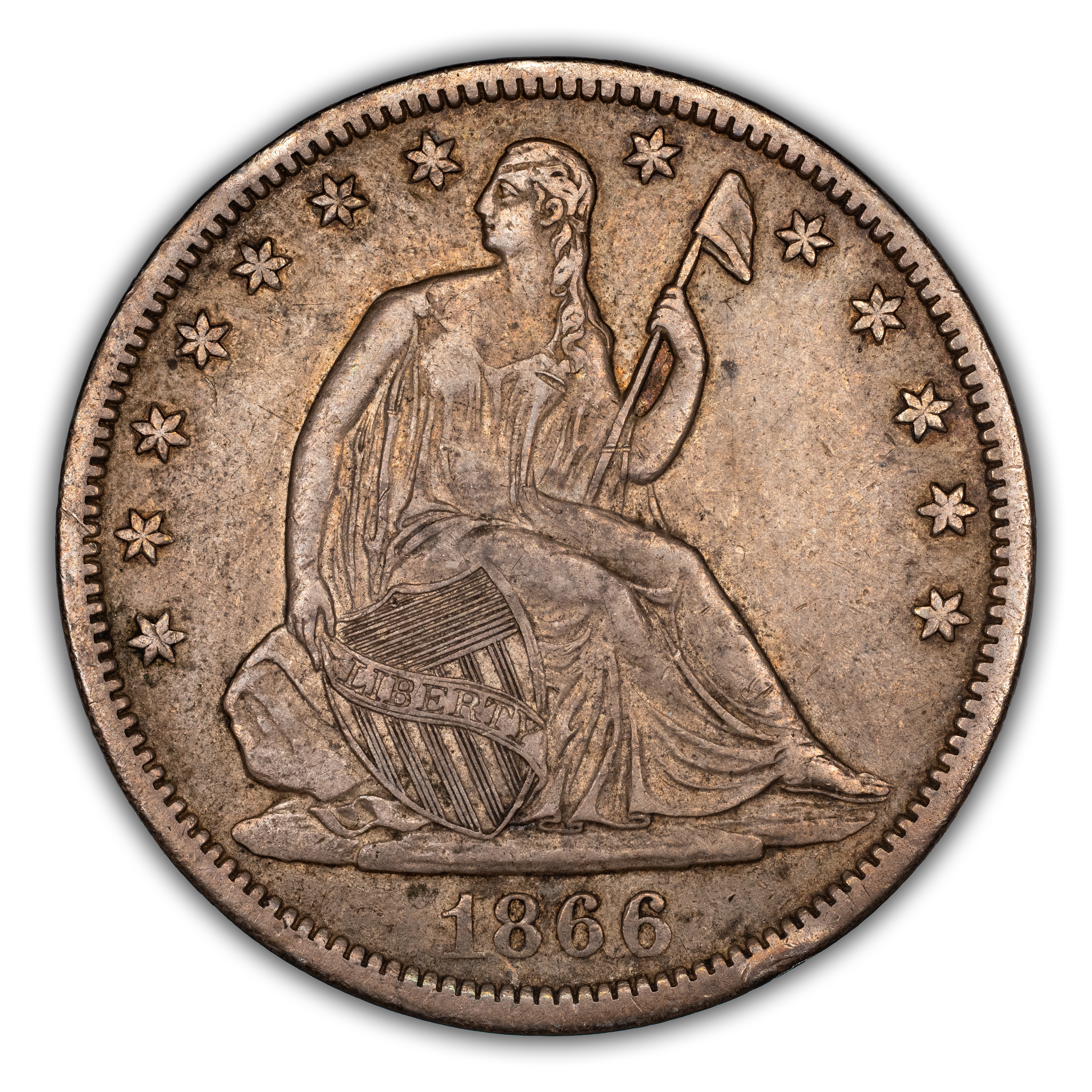 1866-S 50c No Motto MS