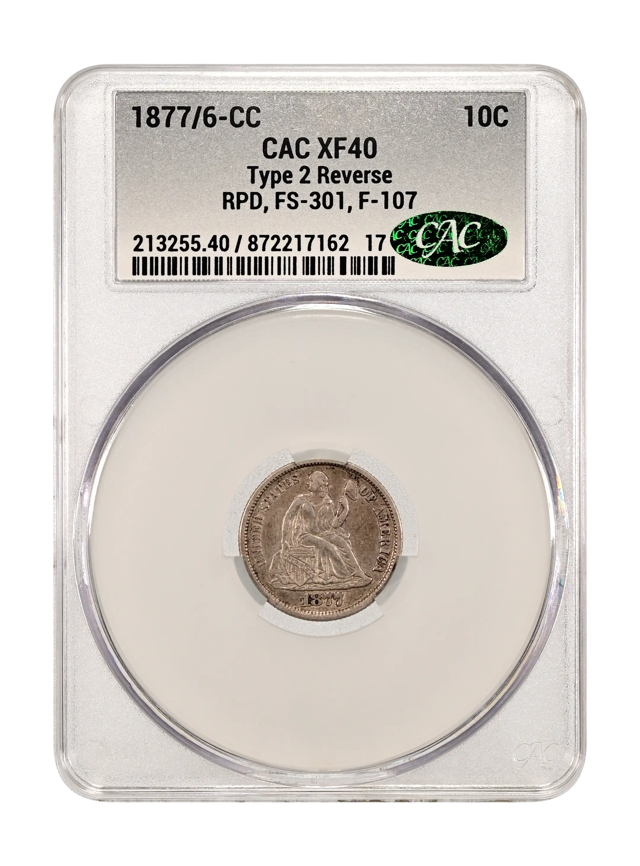 1877/6-CC 10c 7/6, RPD, Type 2 Reverse, FS-301, F-107 MS