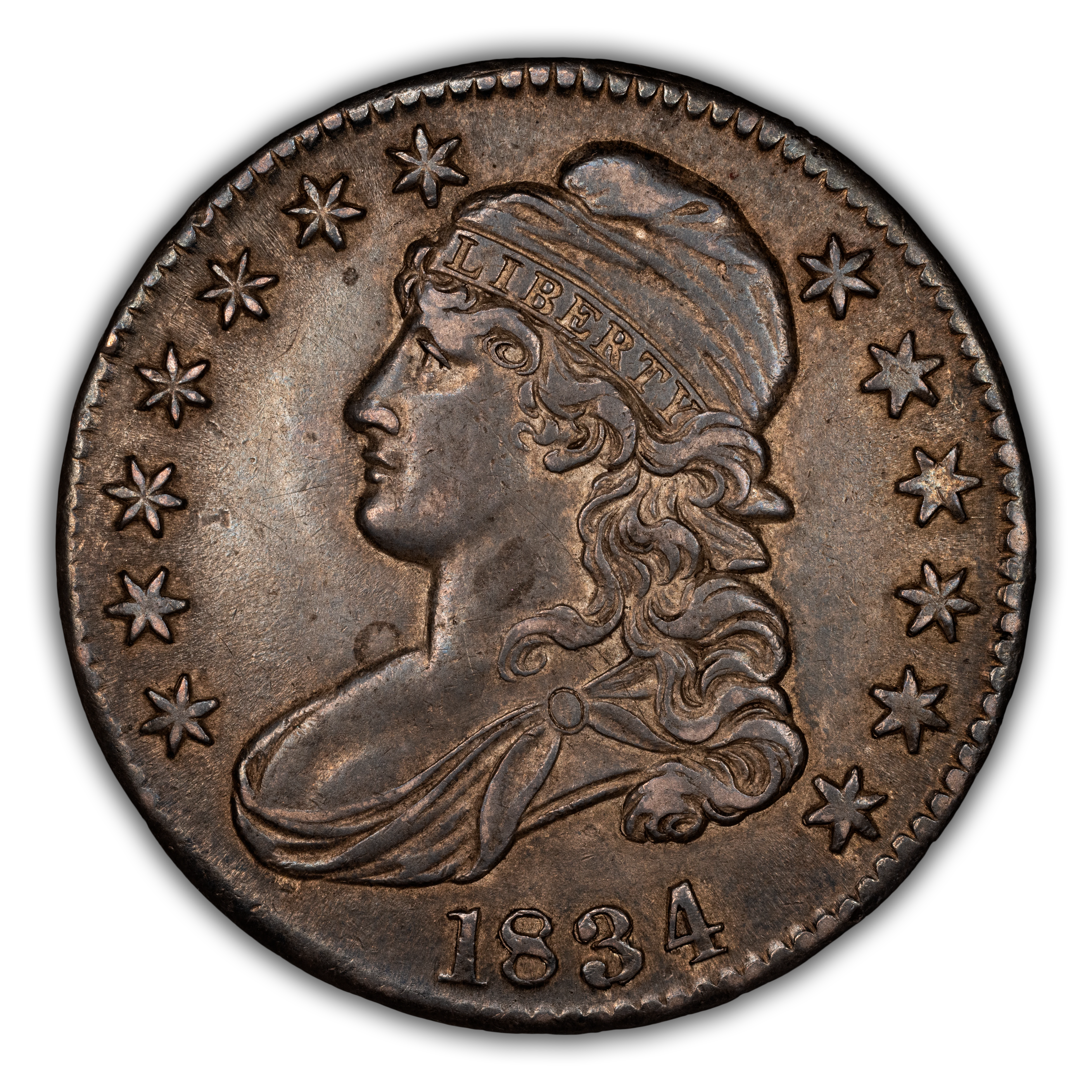1834 50c Large Date, Large Letters, O-102 MS