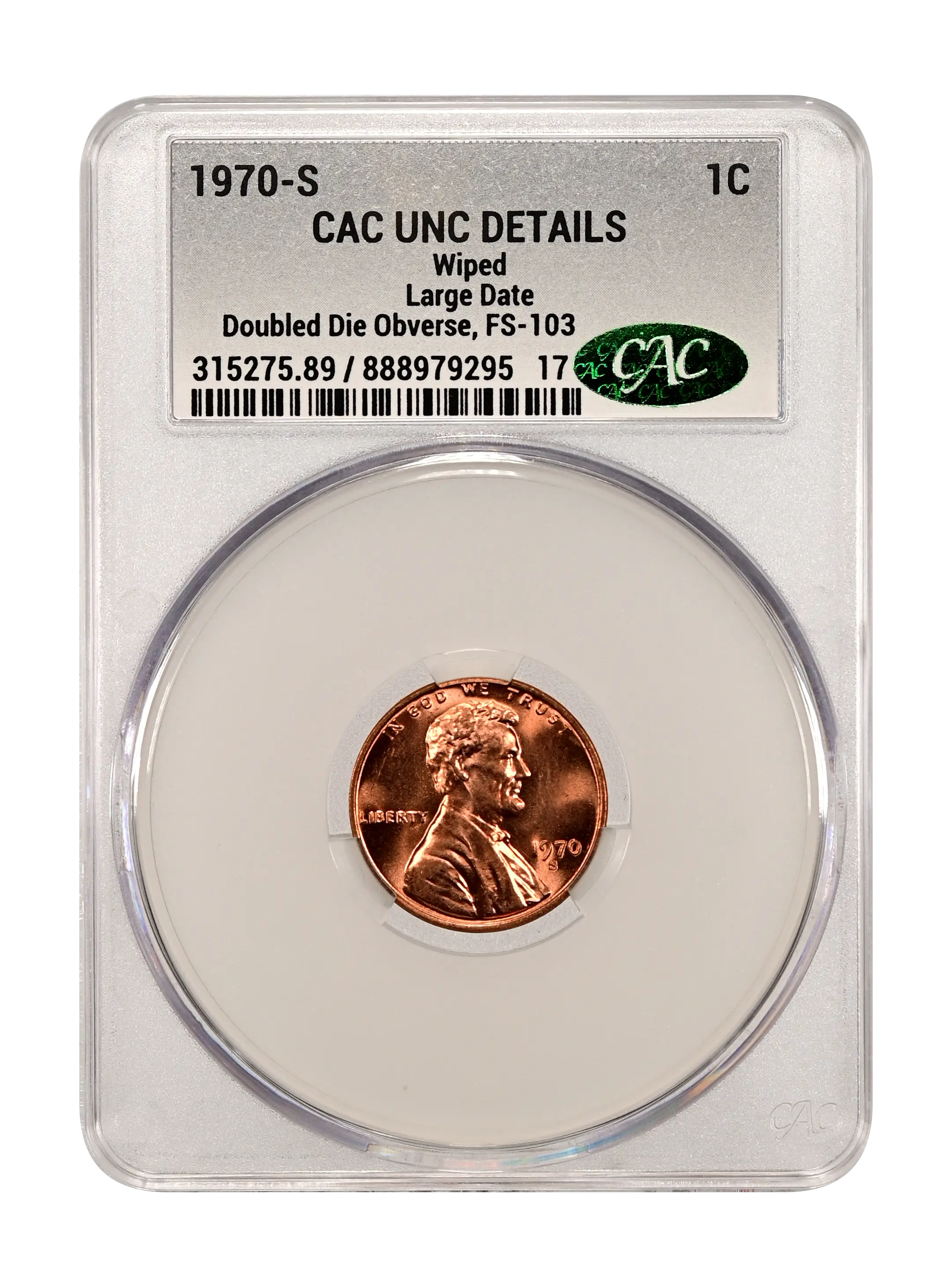 1970-S 1c Large Date, Doubled Die Obverse, FS-103 MS BN