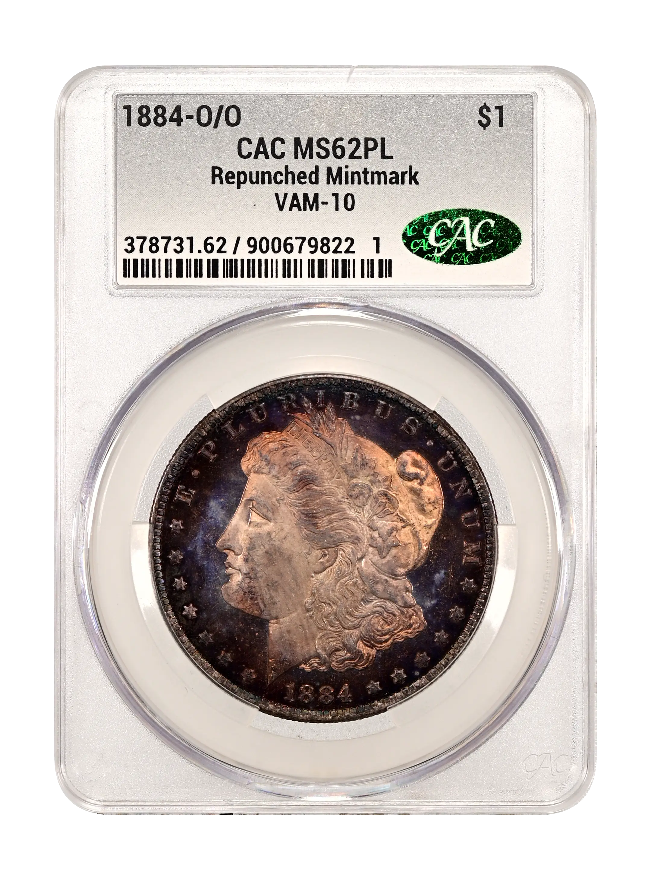1884-O/O $1 Repunched Mintmark, VAM-10 MS PL