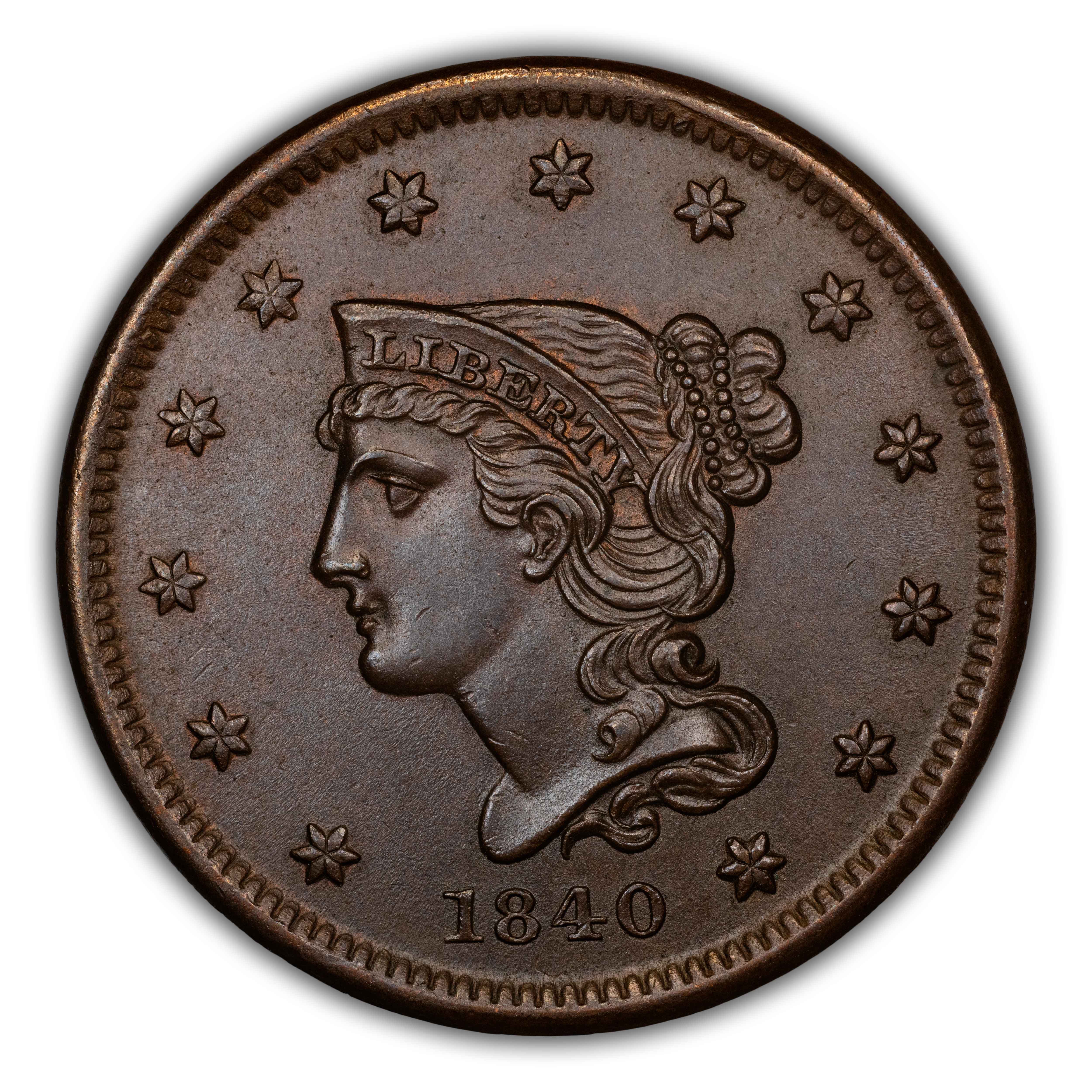 1840 1c Small Date, N-12 MS BN