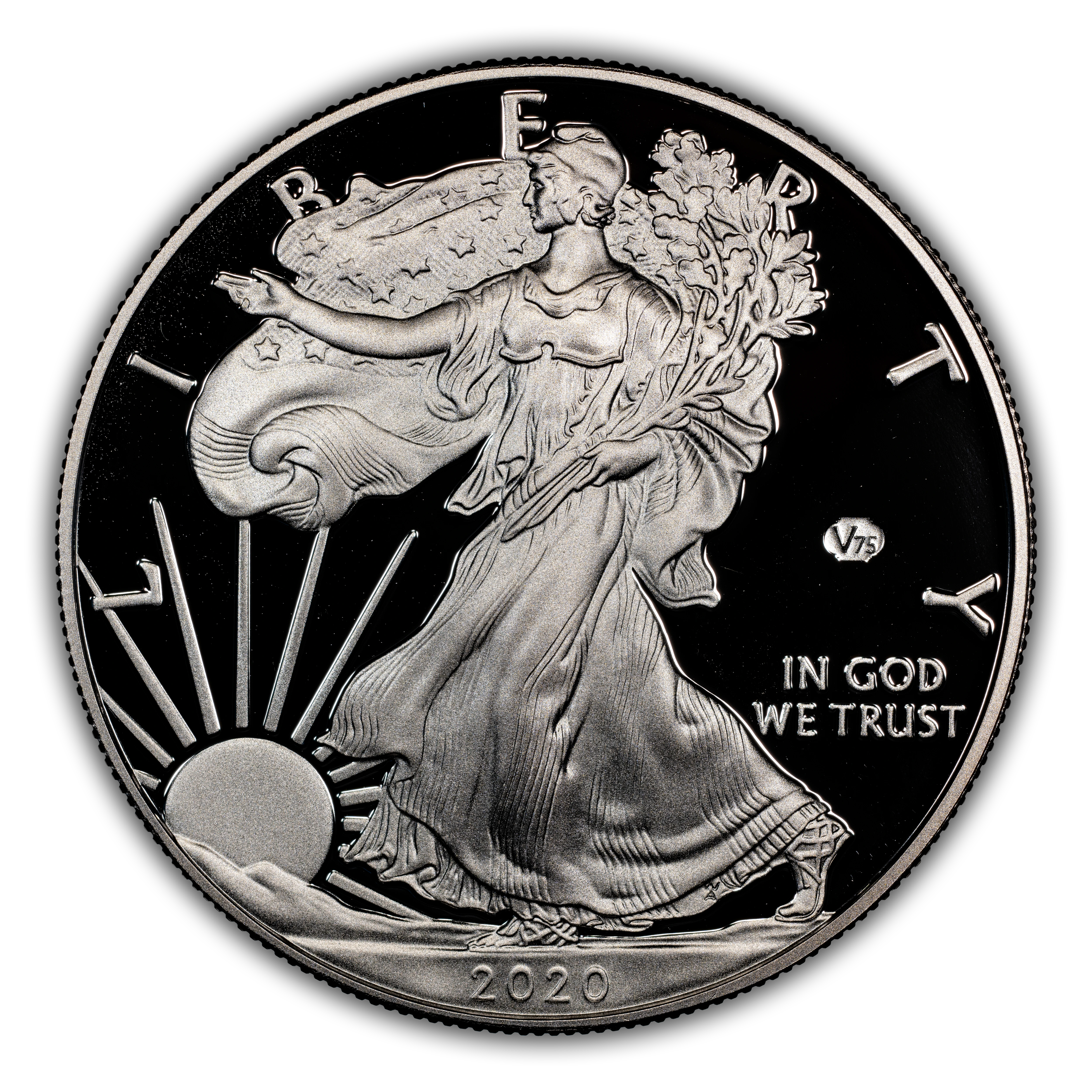 2020-W $1 Silver Eagle, v75 Privy WWII Anniversary PR DCAM