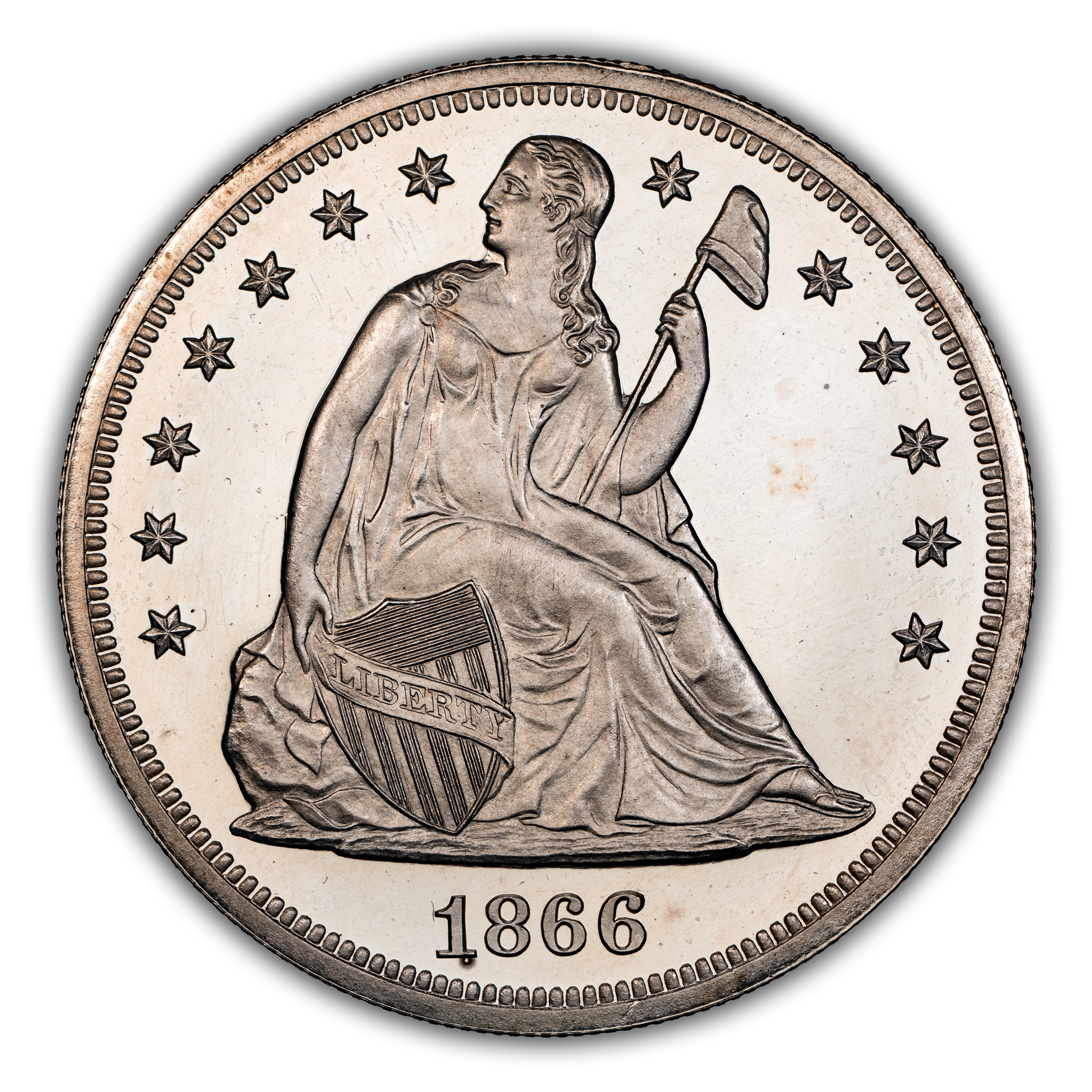 1866 $1 Motto PR DCAM