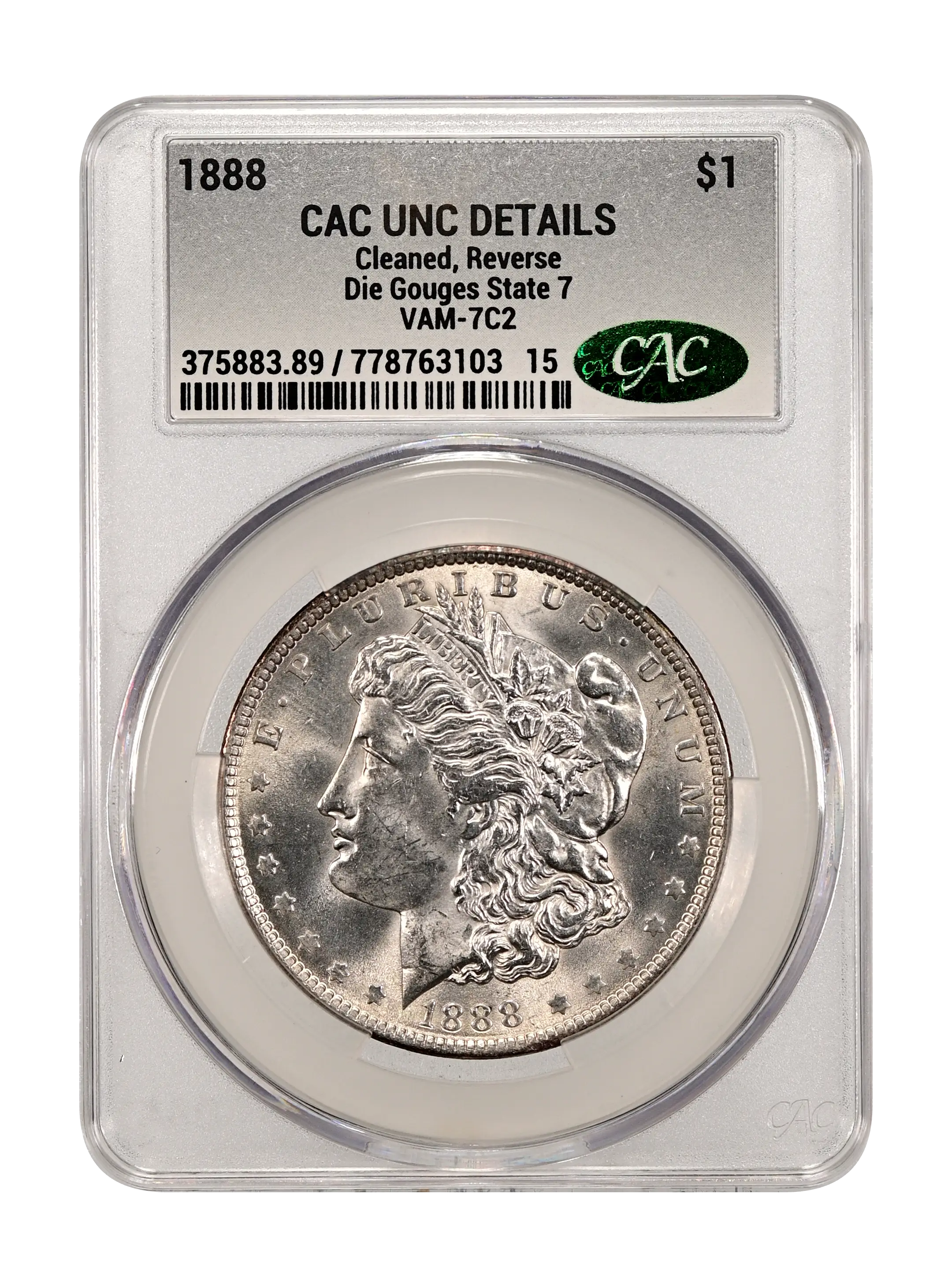 1888 $1 Die Gouges State 7, VAM-7C2 MS