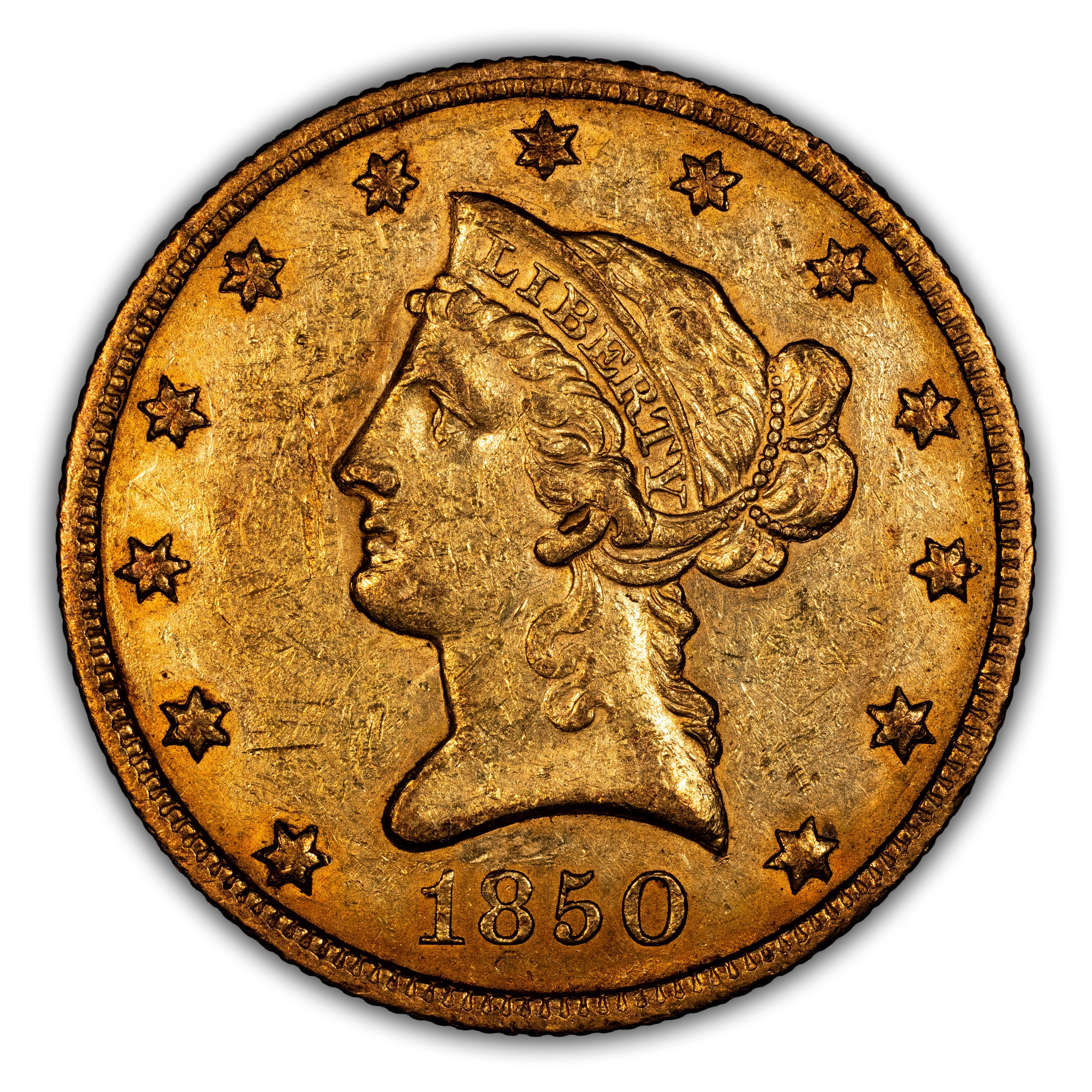 1850 $10 Small Date MS