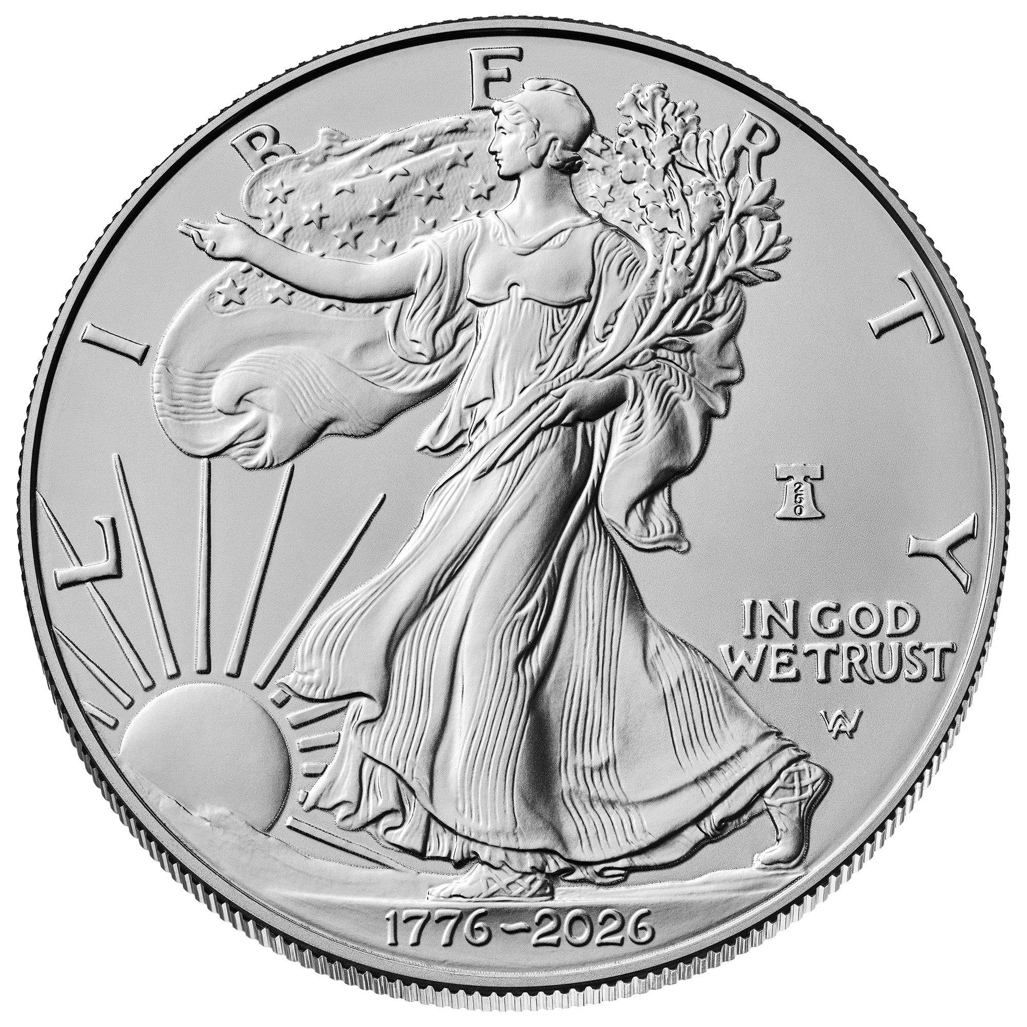 1776~2026-W $1 Silver Eagle, Burnished, 250th Anniversary Privy MS