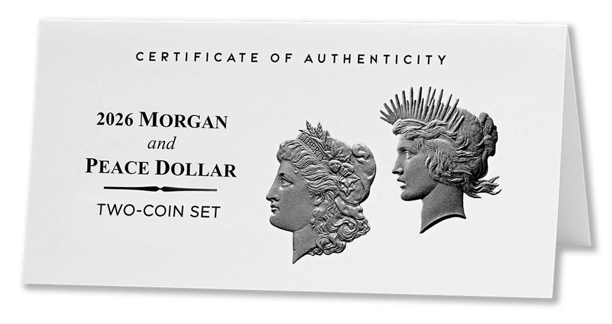 2026-S Set S$1 Morgan & Peace Dollars, Reverse Proof, 2 Coins PR