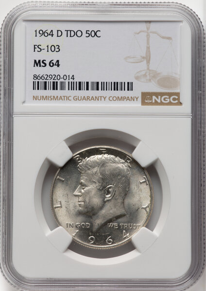 1964-D 50c Tripled Die Obverse, FS-103 MS