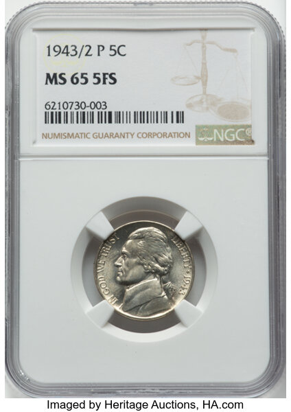1943/2-P 5c Silver, DDO & Overdate, FS-101 MS FS