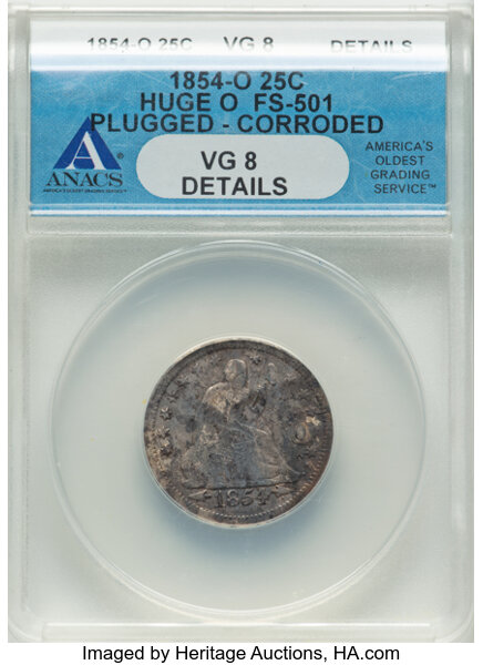 1854-O 25c Arrows, Huge O, FS-501 MS
