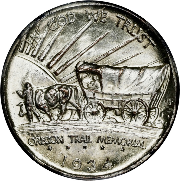 1934-D 50c Oregon Trail MS65 CAC thumbnail 8