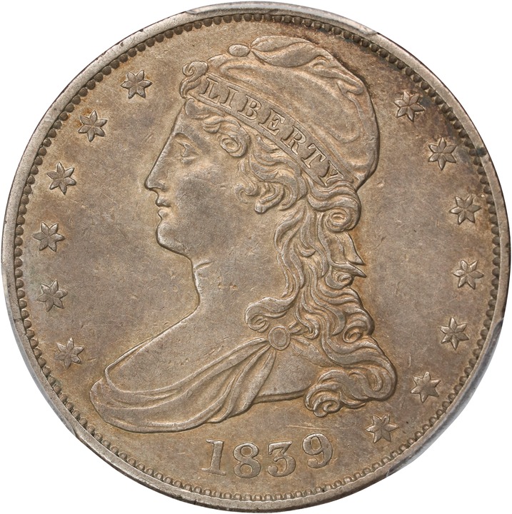 Image for 1839 50c Reeded Edge, Large Letters Reverse, GR-8 VG10 CAC