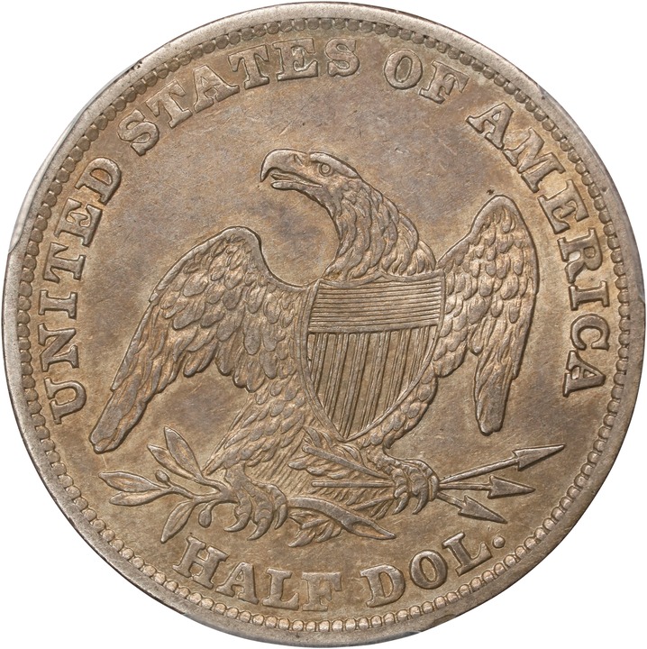 1839 50c Reeded Edge, Large Letters Reverse, GR-8 VG10 CAC thumbnail 2