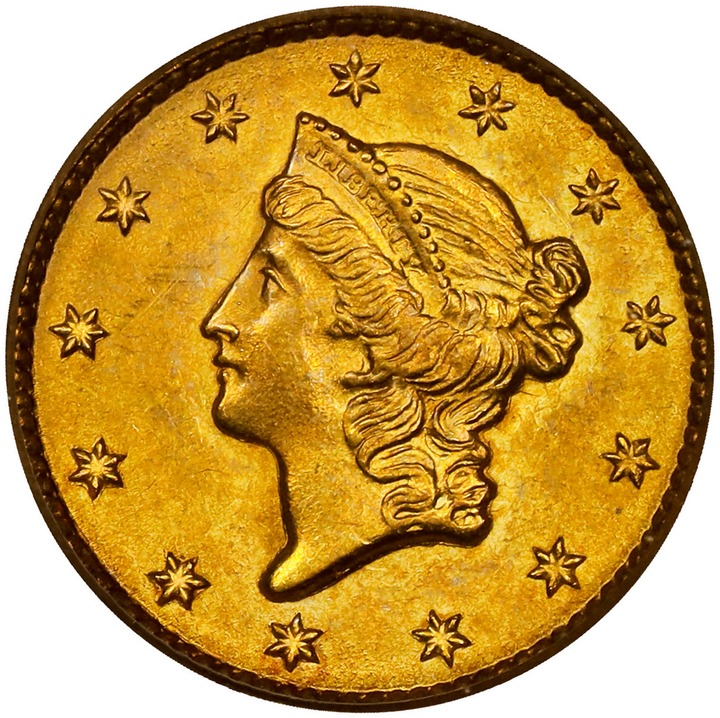 1849 G$1 Open Wreath, With L MS thumbnail 19