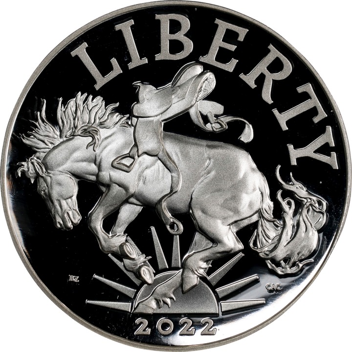 2022-P Medal 1oz Silver, American Liberty, Mustang PR DCAM thumbnail 8