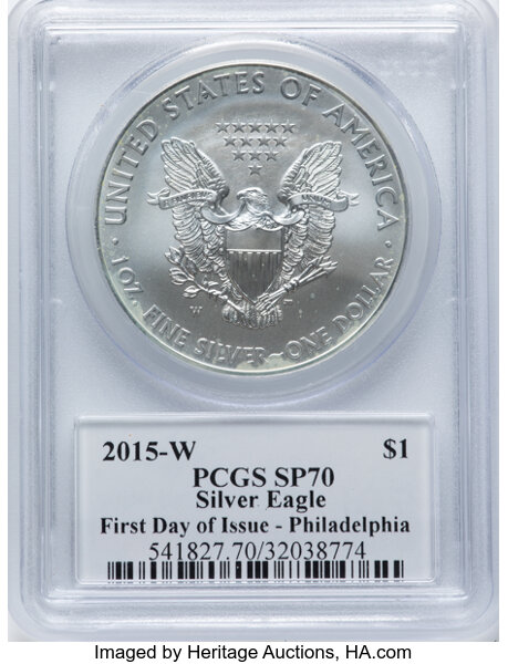 2015-W $1  Silver Eagle, Burnished MS70 thumbnail 18