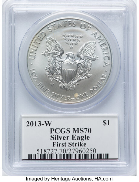2013-W $1  Silver Eagle, Burnished MS63 thumbnail 4
