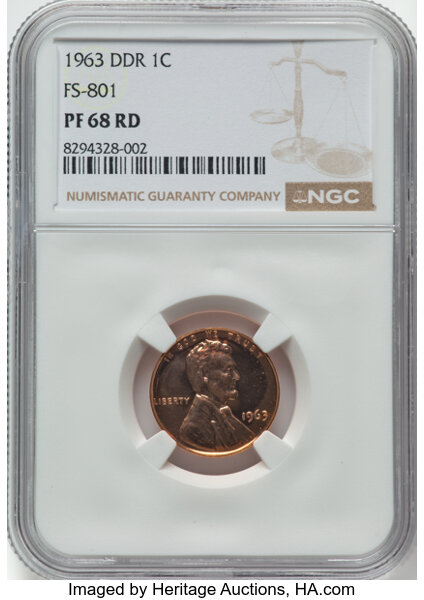 1963 1c Doubled Die Reverse, FS-801 PR RD