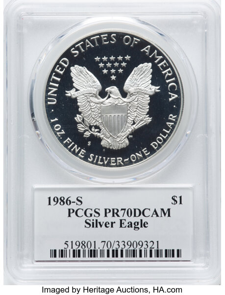 1986-S $1  Silver Eagle PR DCAM PR70 DCAM thumbnail 8