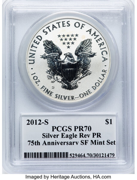 2012-S $1  Silver Eagle, Reverse Proof PR70 thumbnail 10