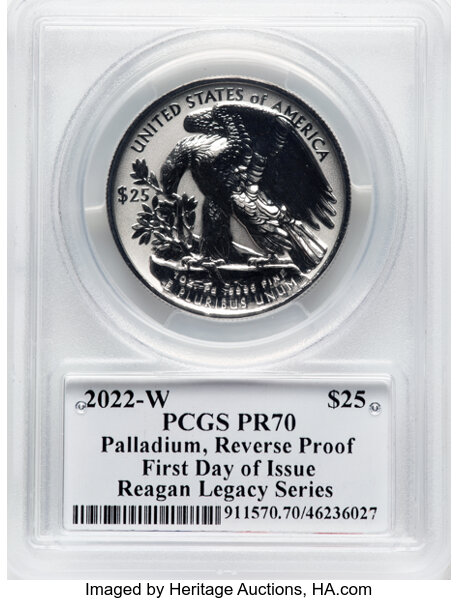 2022-W $25  Palladium Eagle, Reverse Proof PR67 thumbnail 2