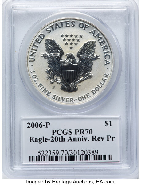 2006-P $1  Silver Eagle, Reverse Proof PR70 thumbnail 14