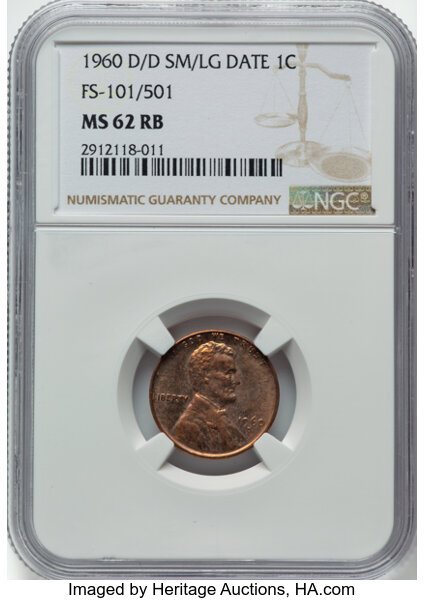 1960-D/D 1c Small/Large Date, DDO, FS-101/501 MS RB