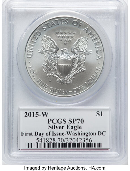 2015-W $1  Silver Eagle, Burnished MS70 thumbnail 20