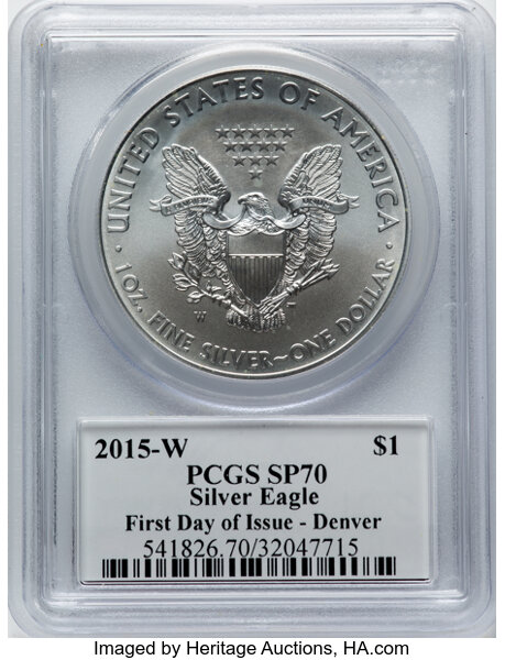 2015-W $1  Silver Eagle, Burnished MS70 thumbnail 8