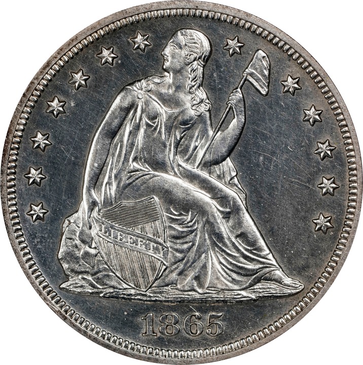 1865 $1 AU53 CAC thumbnail 11
