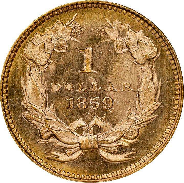 1859 G$1 MS66 thumbnail 2