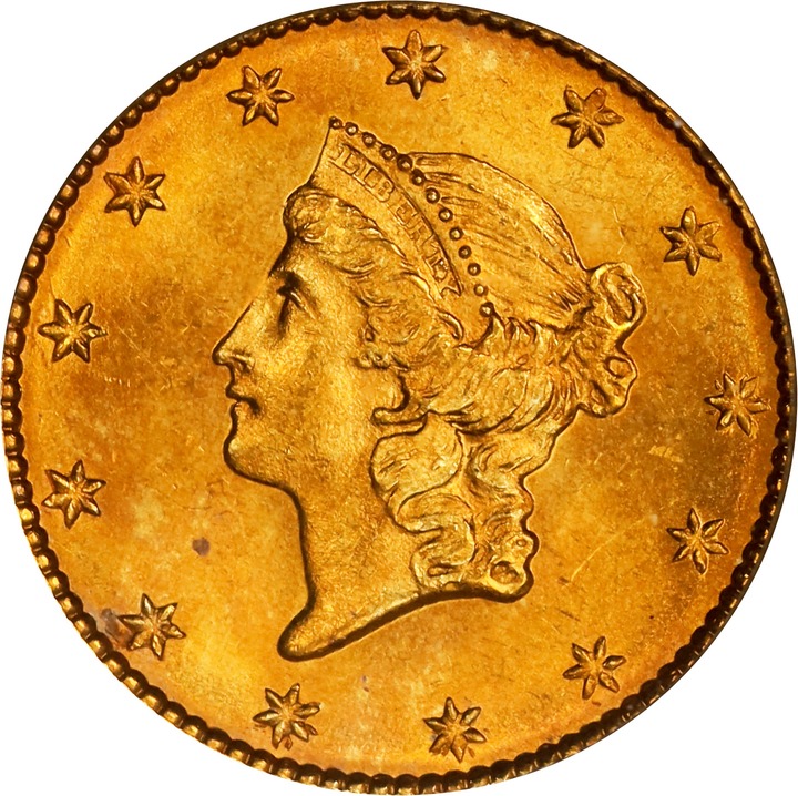 1849 G$1 Open Wreath, No L MS thumbnail 6