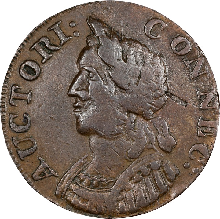 Image for 1786 Copper Connecticut, Mailed Bust, Hercules MS BN XF40 BN