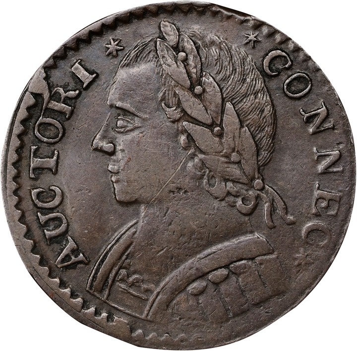 Image for 1787 Copper Connecticut, Mailed Bust Left MS BN XF40 BN
