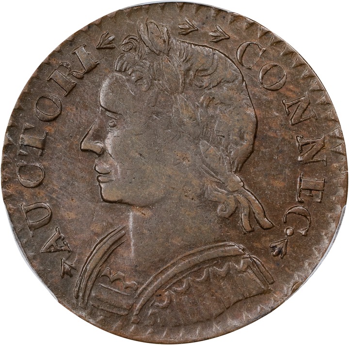 1787 Copper Connecticut, Mailed Bust Left MS BN AU50 BN thumbnail 3