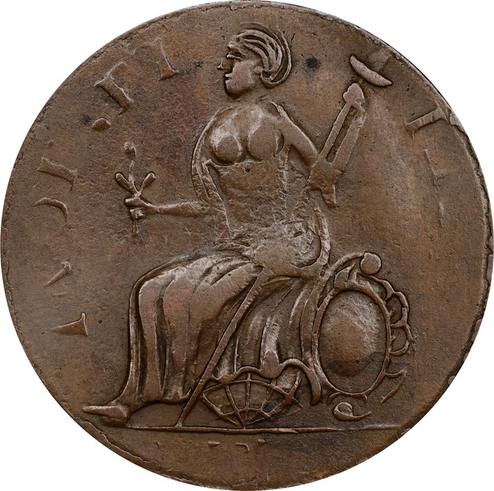 1787 Copper Connecticut, Mailed Bust Right, Mutton MS BN AU55 BN thumbnail 2