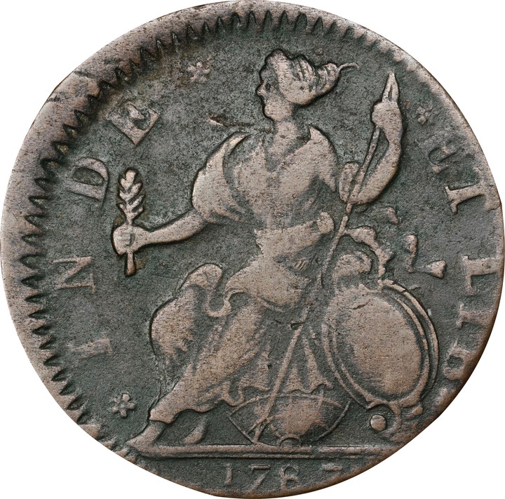 1787 Copper Connecticut, Mailed Bust Left MS BN VF30 BN thumbnail 2