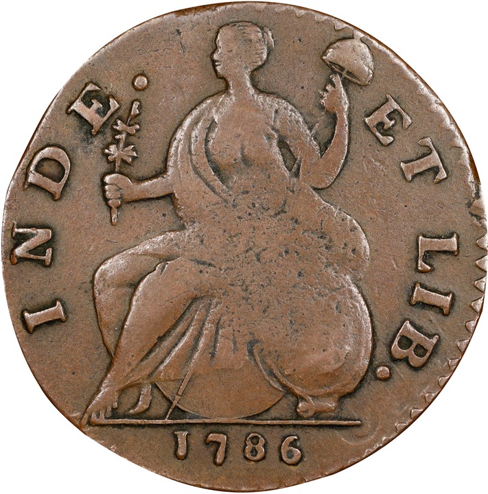 1786 Copper Connecticut, Large Head Right MS BN VF35 BN thumbnail 2