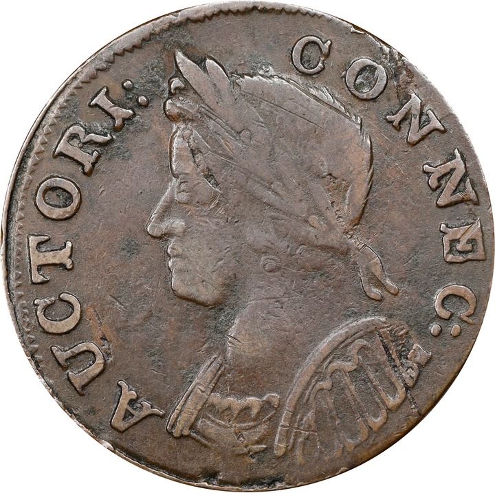 Image for 1786 Copper Connecticut, Mailed Bust Left MS BN VF30 BN