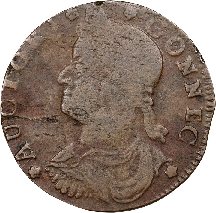 1788 Copper Connecticut, Draped Bust Left MS BN VF20 BN thumbnail 3