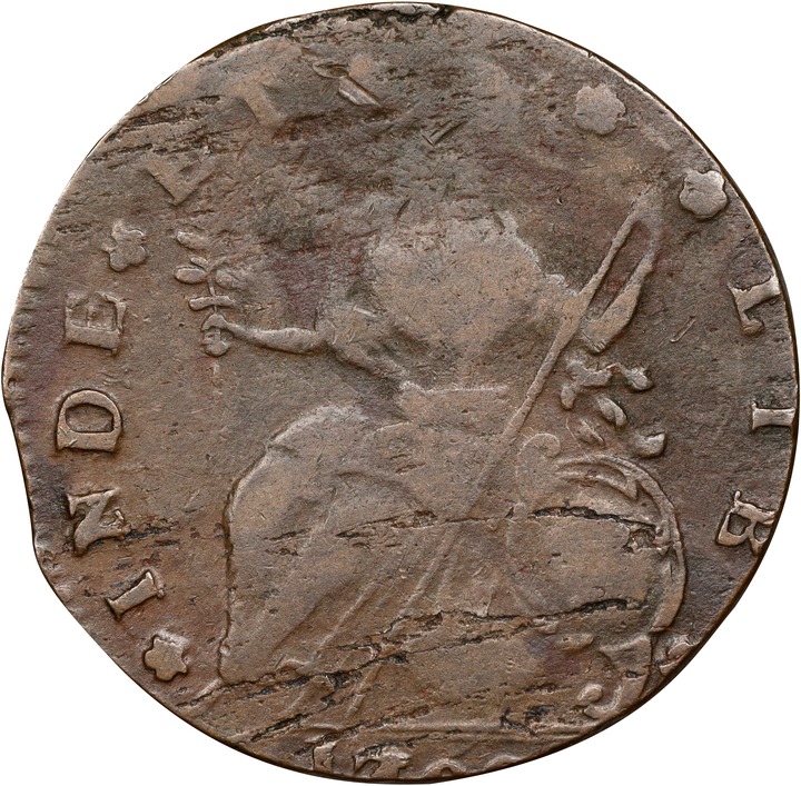 1788 Copper Connecticut, Draped Bust Left MS BN VF20 BN thumbnail 4