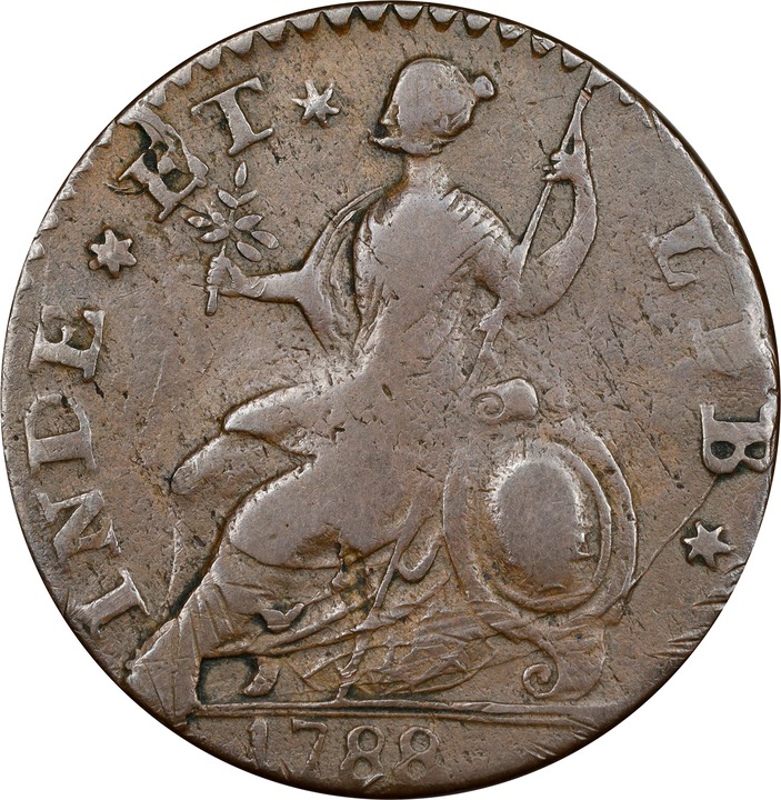 1788 Copper Connecticut, Draped Bust Left MS BN VF30 BN thumbnail 2