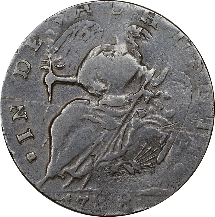 1788 Copper Connecticut, Draped Bust Left MS BN VF25 BN thumbnail 2
