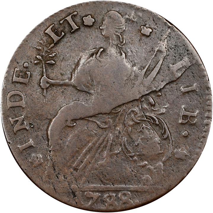 1788 Copper Connecticut, Draped Bust Left MS BN VF20 BN thumbnail 2