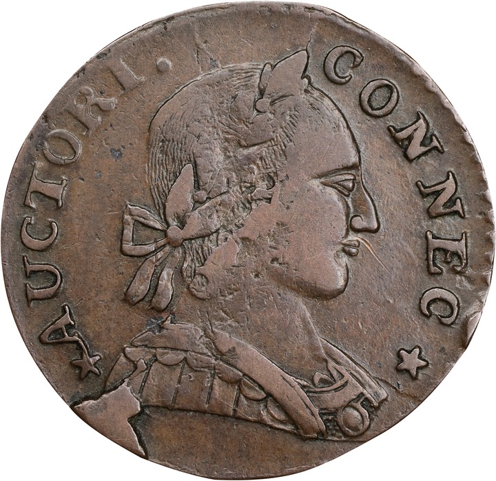 Image for 1788 Copper Connecticut, Mailed Bust Right MS BN VF35 BN