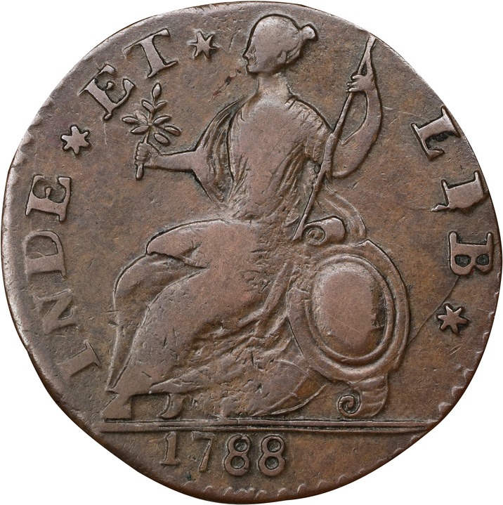 1788 Copper Connecticut, Mailed Bust Right MS BN VF35 BN thumbnail 2