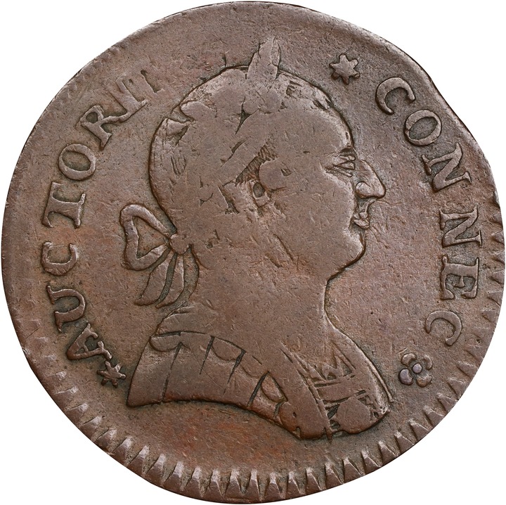 Image for 1788 Copper Connecticut, Mailed Bust Right MS BN VF20 BN